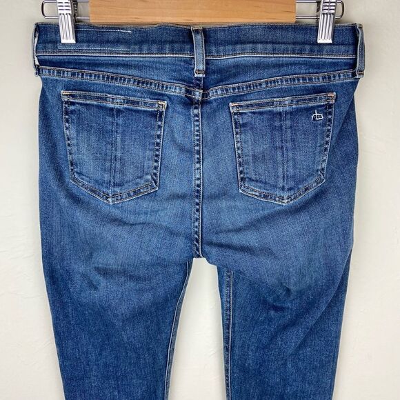 Rag & Bone Frayed Hem Ankle Skinny Jeans in Hampton Wash - Picture 7 of 8